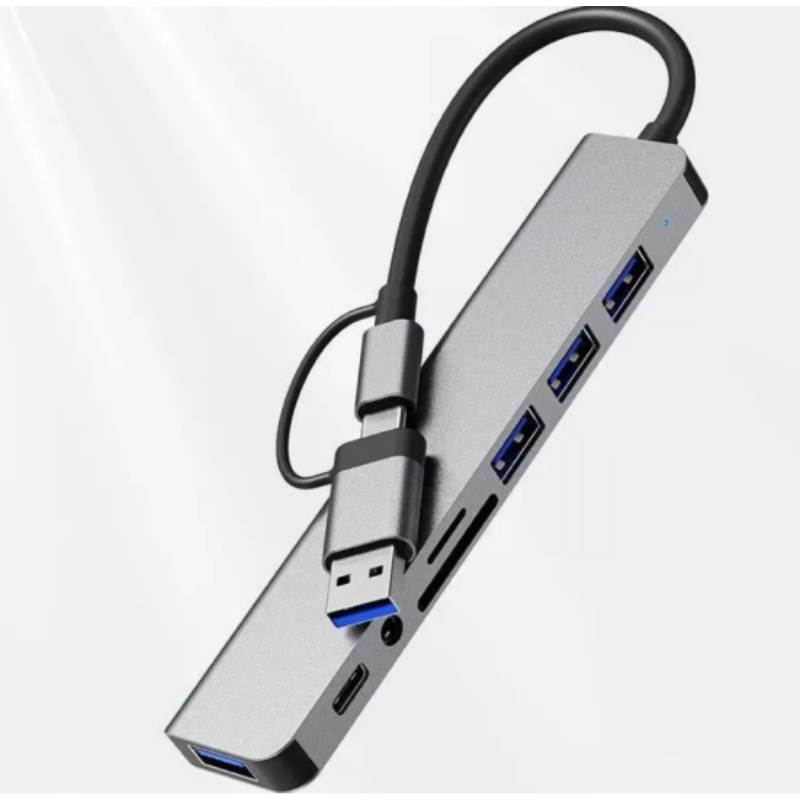 Desk Setup Usb Hub - Dwugłowicowy Hub USB-C 8-w-1 z Czytnikiem