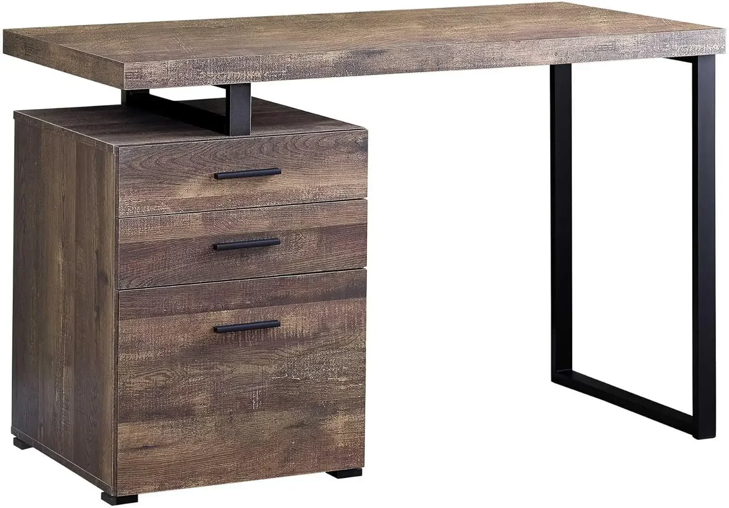 Desk Setup Brown - Biurko komputerowe z szafką na dokumenty