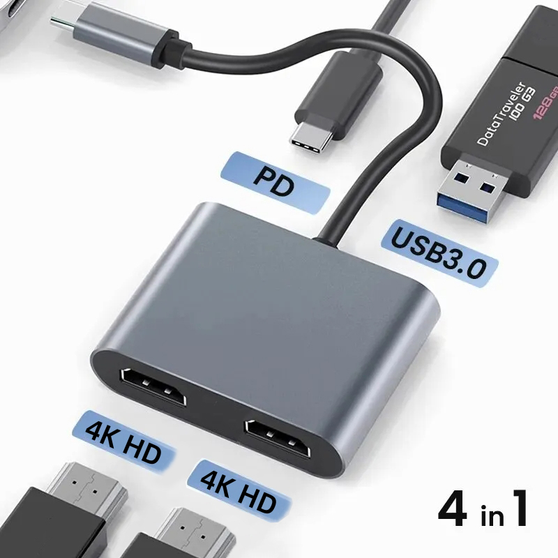 Desk Setup Usb Hub - Adapter USB C do podwójnego wyświetlacza