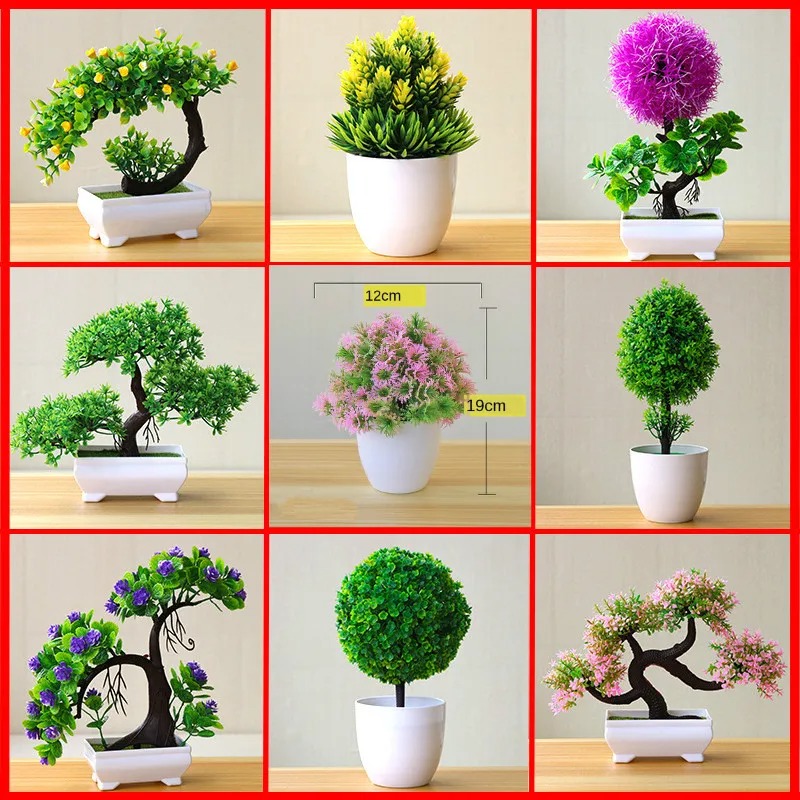 Desk Setup Plants - Sztuczne małe drzewka, rośliny doniczkowe, sztuczne