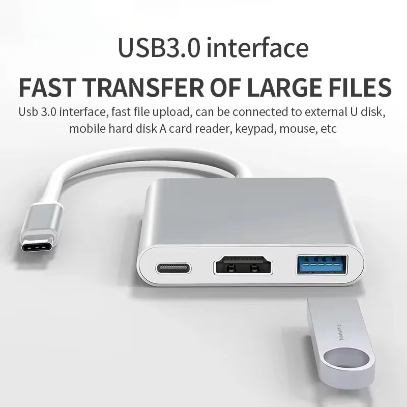 Desk Setup Usb Hub - Adapter 3 w 1 USB-C na