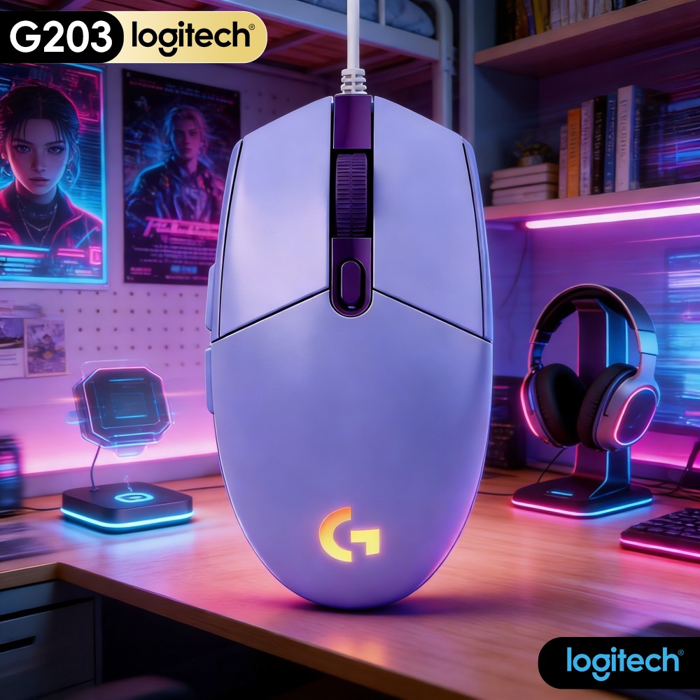 Logitech Mouse G203 - Logitech G203 Przewodowa Mysz Gamingowa z