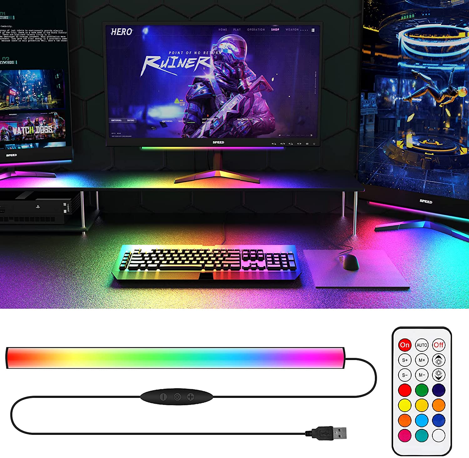 Desk Setup Diy - Pod monitorem Listwa świetlna RGB Dreamcolor