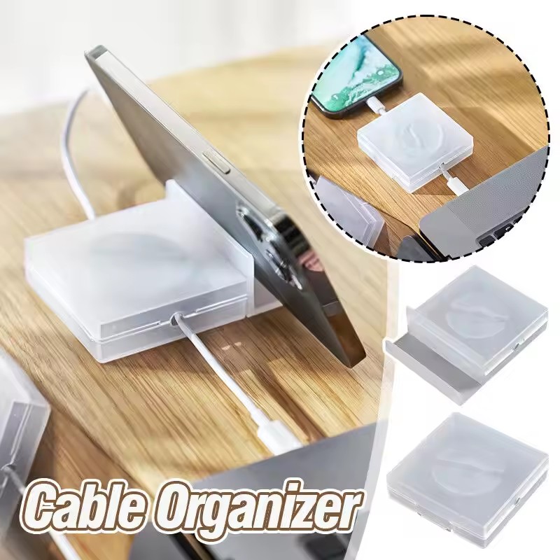 Cable Box Organizer - Przenośny Przezroczysty Organizer Kabli, Zarządzanie Przewodami,
