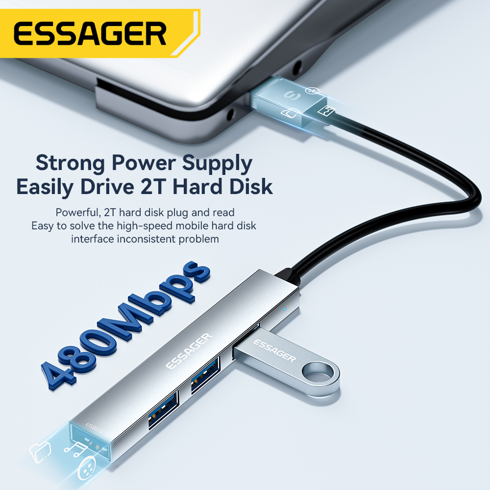 Essager 4 w 1 USB C Cable Hub  – Desk Setup Usb Hub recenzja i cena
