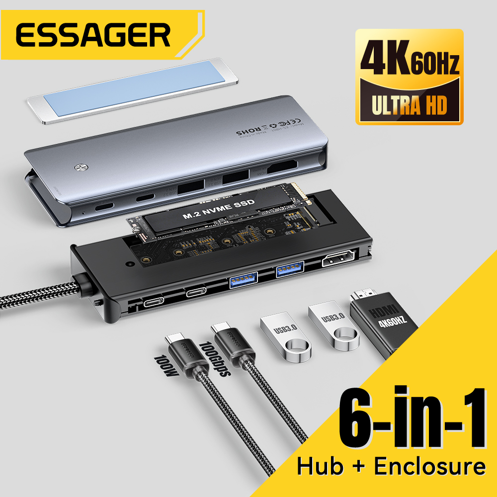 Essager USB C Hub z obudową dy – Desk Setup Usb Hub recenzja i cena