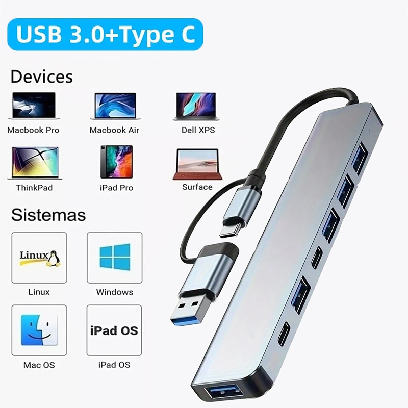 Hub USB 3.0 2 w 1, 7 portów, r – Desk Setup Usb Hub recenzja i cena