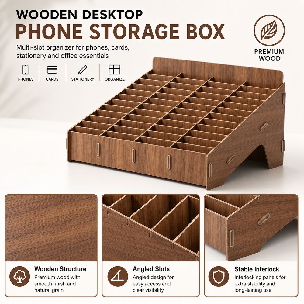 Pudełko na telefony z 12/24/36 – Desk Setup Wood recenzja i cena